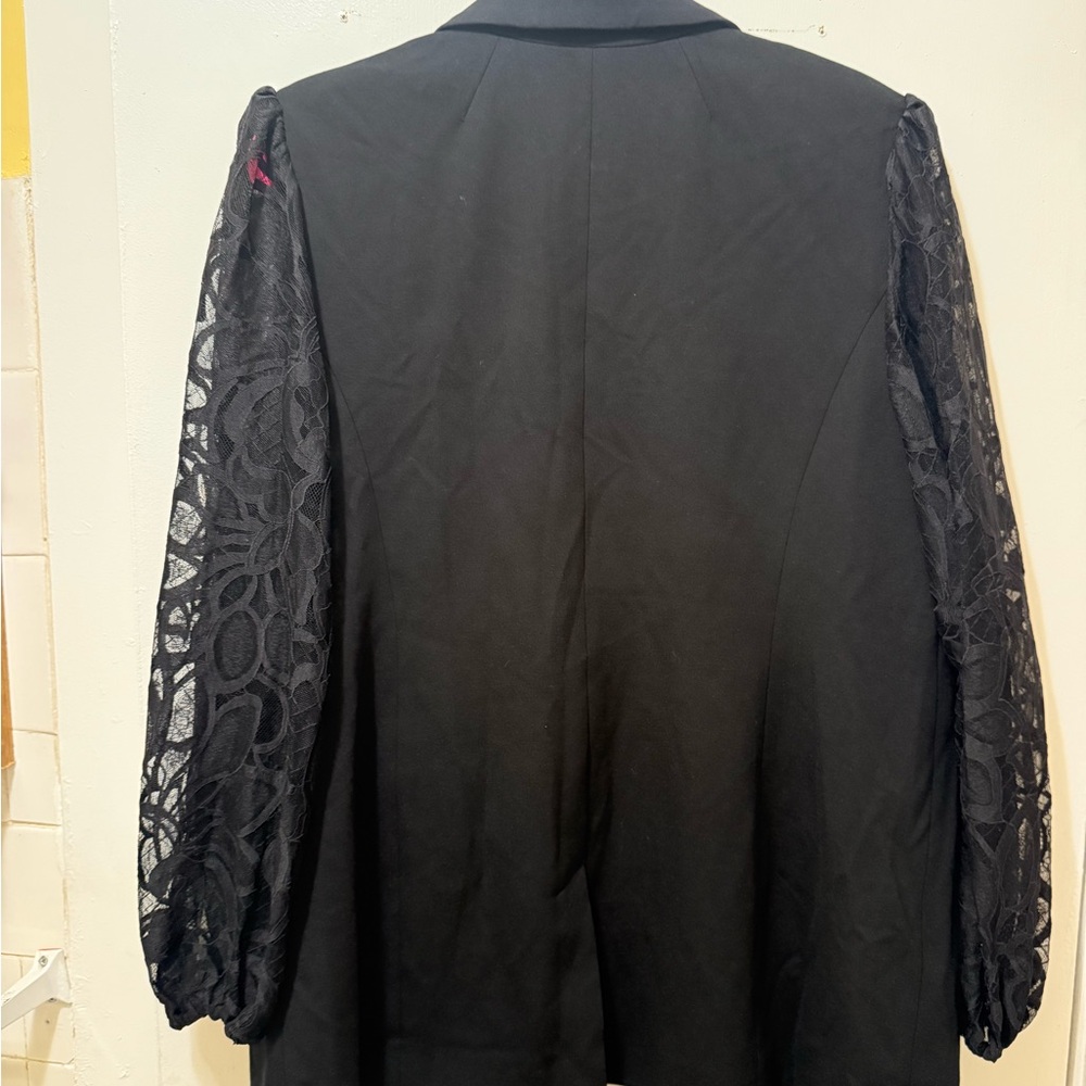Dennis Basso Regular Ponte Knit Blazer with Lace Sleeves NWT-16 - Picture 13 of 14